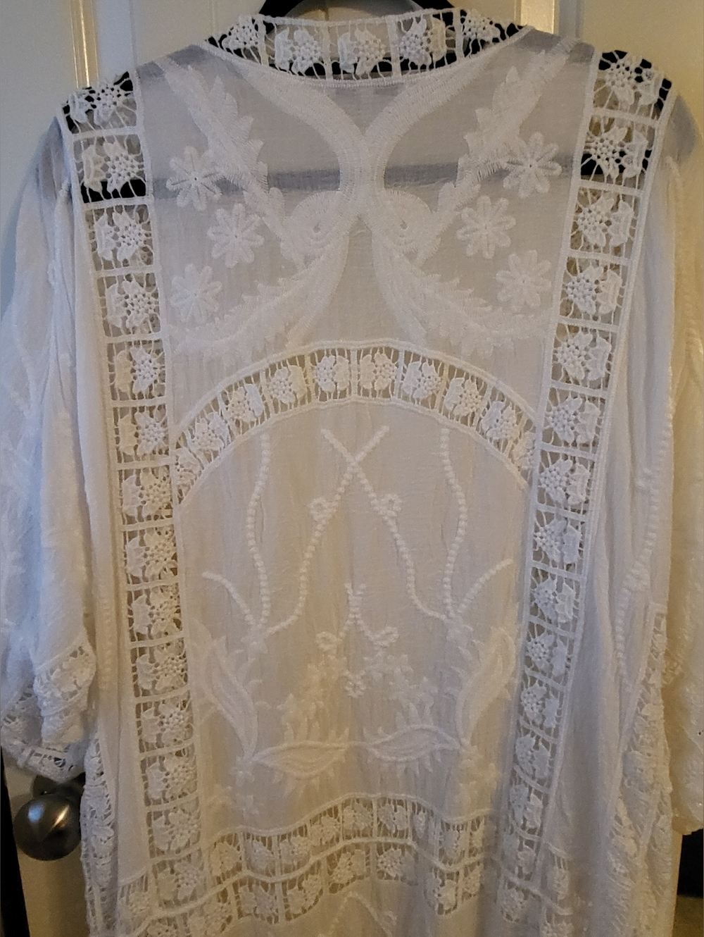Seen And Be Seen White Lace Kimono Cover-Up M / L - Picture 6 of 7